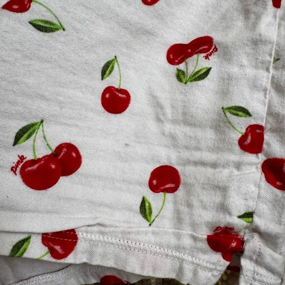 PINK Victorias Secret Red White Cherry Boxer Sleep Pajama Shorts Large - Picture 7 of 8